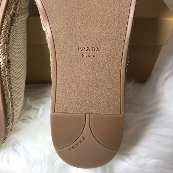 Prada Embroidered Logo Canvas Espadrille Flats - Picture 12 of 12